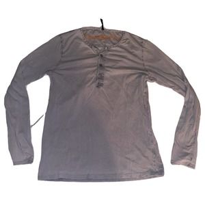 Nudie Jeans Long Sleeve‎ Distressed Henley Top Women's Large Gray